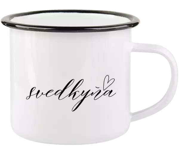 Plecháčik Svedkyňa - tenký nápis