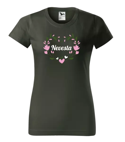 Dámske tričko Nevesta - srdce s lístkami