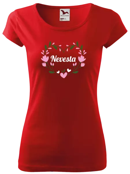 Dámske tričko Nevesta - srdce s lístkami