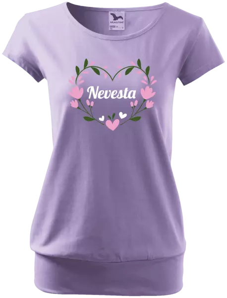 Dámske tričko Nevesta - srdce s lístkami