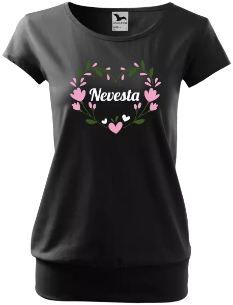 Dámske tričko Nevesta - srdce s lístkami