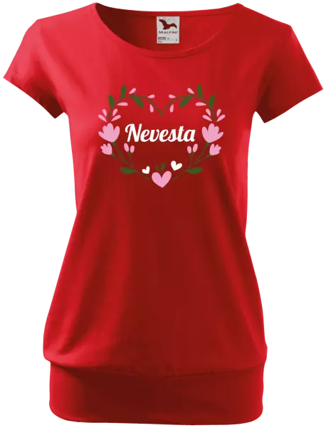 Dámske tričko Nevesta - srdce s lístkami