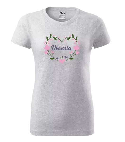 Dámske tričko Nevesta - srdce s lístkami