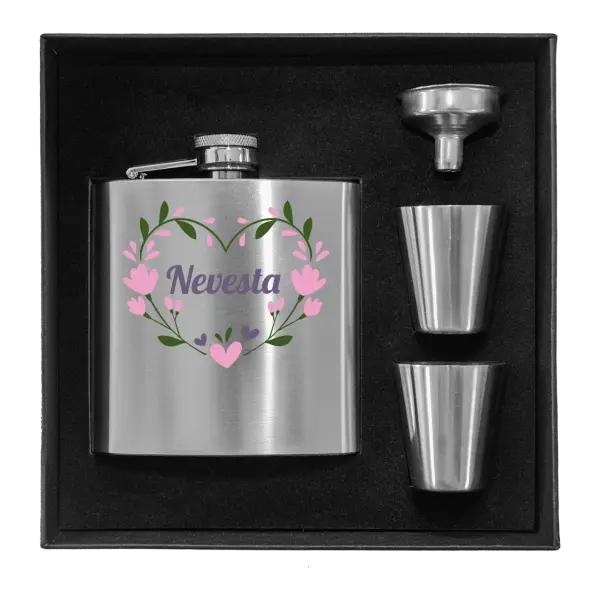 Ploskačka v krabičke Nevesta - srdce s lístkami