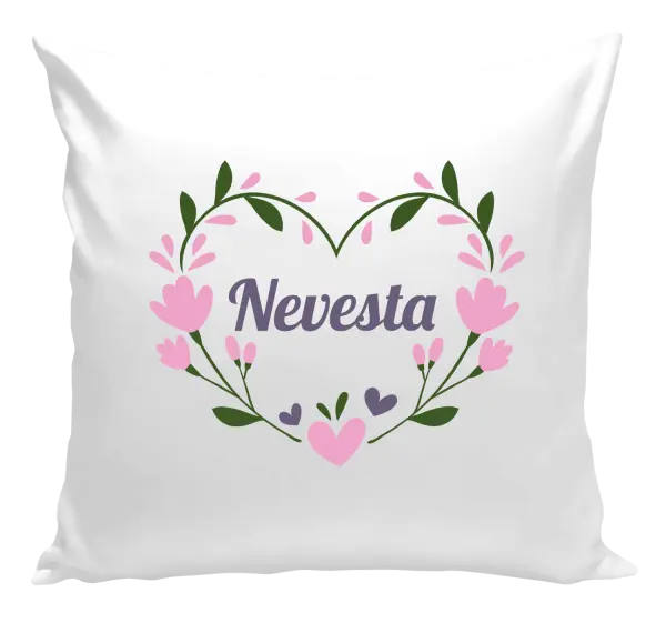 Vankúš Nevesta - srdce s lístkami
