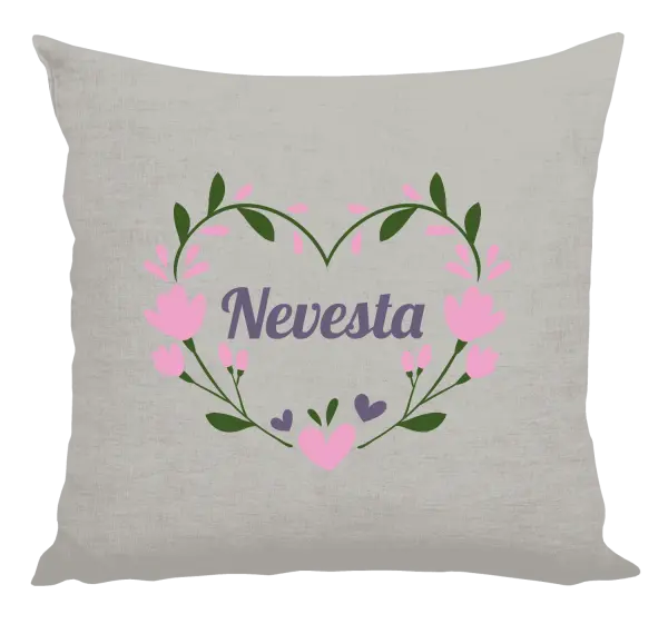 Vankúš Nevesta - srdce s lístkami