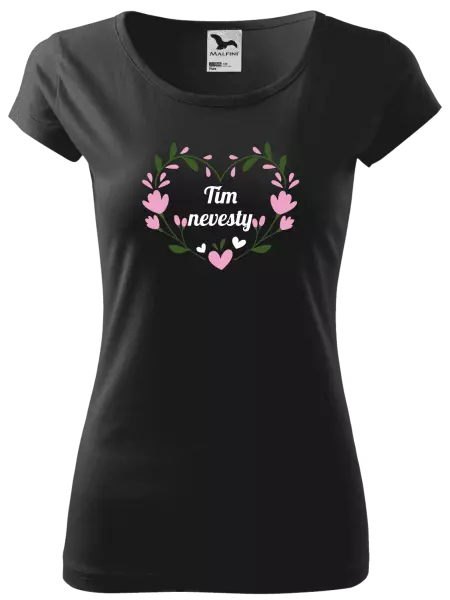 Dámske tričko Tím nevesty - srdce s lístkami
