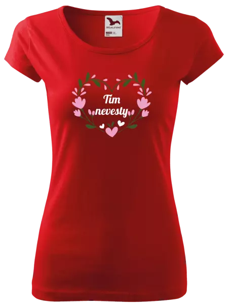 Dámske tričko Tím nevesty - srdce s lístkami