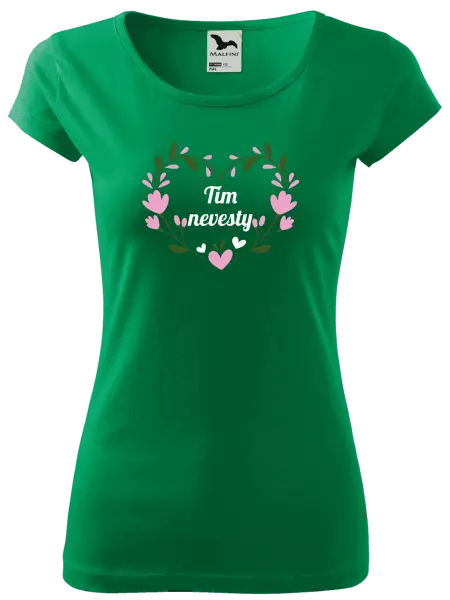 Dámske tričko Tím nevesty - srdce s lístkami