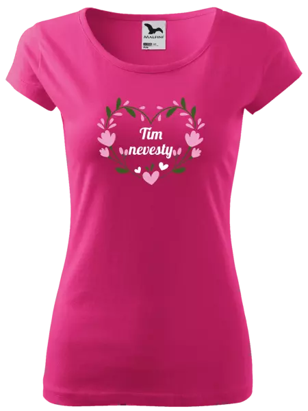 Dámske tričko Tím nevesty - srdce s lístkami