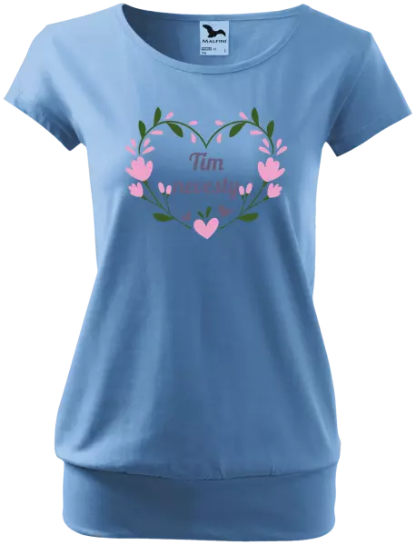 Dámske tričko Tím nevesty - srdce s lístkami