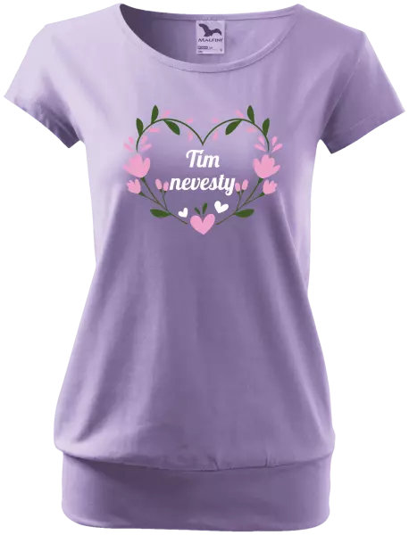 Dámske tričko Tím nevesty - srdce s lístkami