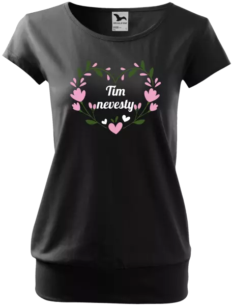 Dámske tričko Tím nevesty - srdce s lístkami