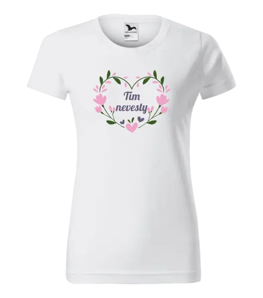 Dámske tričko Tím nevesty - srdce s lístkami
