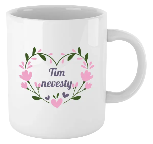 Hrnček Tím nevesty - srdce s lístkami