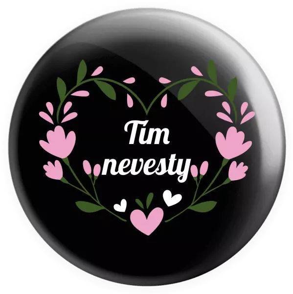 Placka Tím nevesty - srdce s lístkami