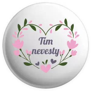 Placka Tím nevesty - srdce s lístkami