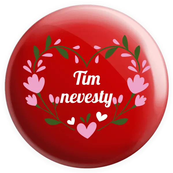 Placka Tím nevesty - srdce s lístkami