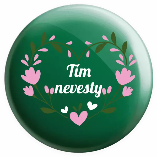 Placka Tím nevesty - srdce s lístkami