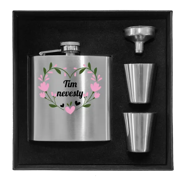 Ploskačka v krabičke Tím nevesty - srdce s lístkami