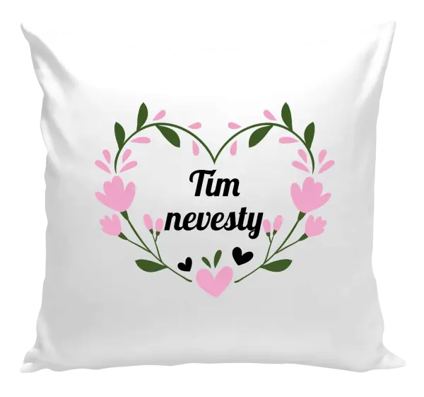 Vankúš Tím nevesty - srdce s lístkami