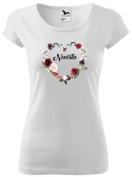Dámske tričko Nevěsta - květinové srdce