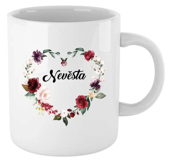 Hrnček Nevěsta - květinové srdce