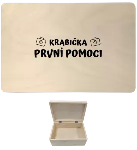 Dřevěný box s víkem Krabička první pomoci