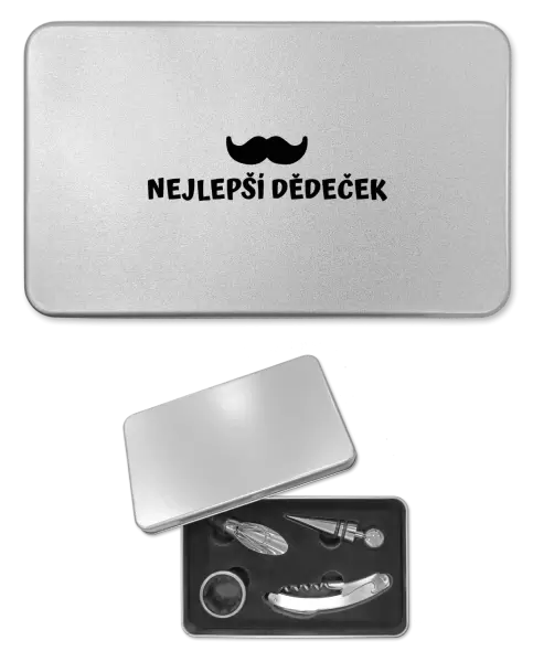 Sada k vínu plechová Nejlepší dědeček