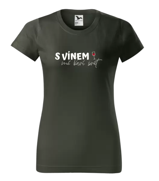 Dámské tričko S vínem mě baví svět