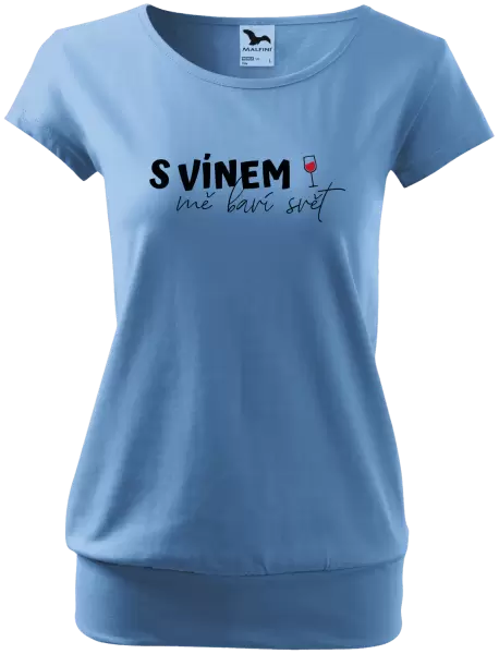 Dámské tričko S vínem mě baví svět
