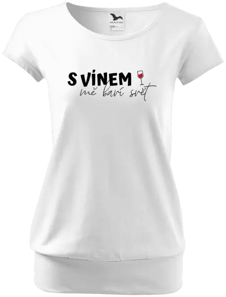 Dámské tričko S vínem mě baví svět