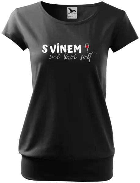 Dámské tričko S vínem mě baví svět