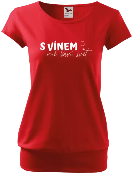 Dámské tričko S vínem mě baví svět