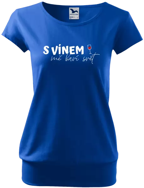 Dámské tričko S vínem mě baví svět