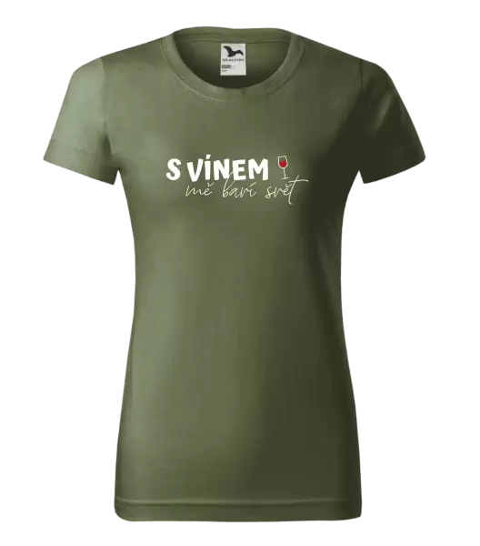 Dámské tričko S vínem mě baví svět