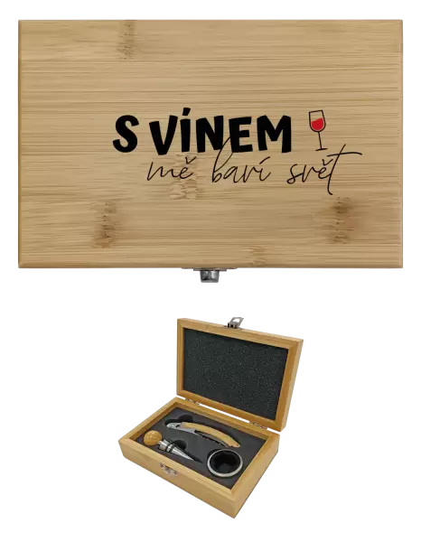 Sada k vínu dřevěná S vínem mě baví svět
