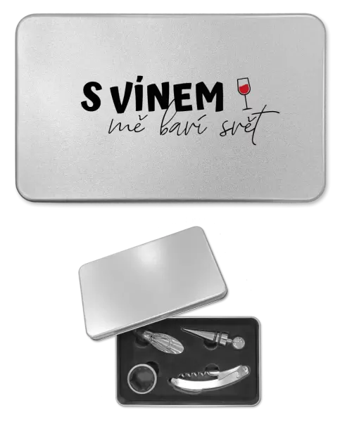 Sada k vínu plechová S vínem mě baví svět