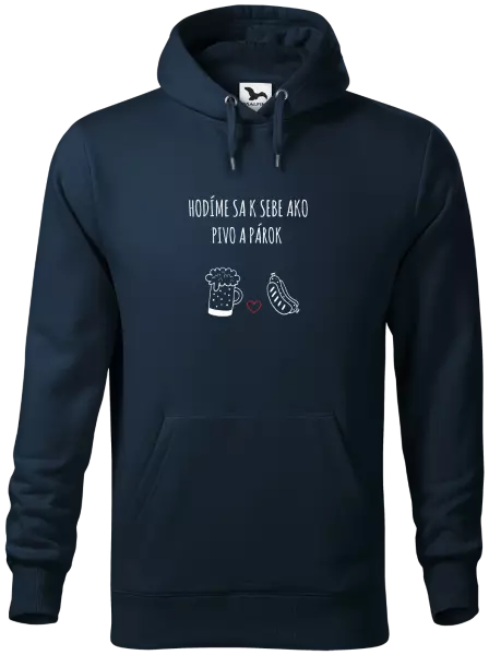 Pánska mikina Hodíme sa k sebe ako pivo a párok