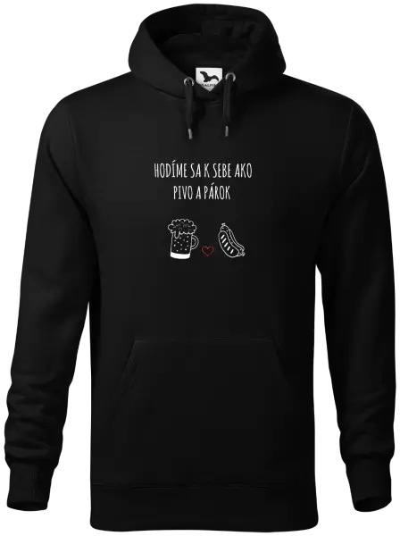Pánska mikina Hodíme sa k sebe ako pivo a párok