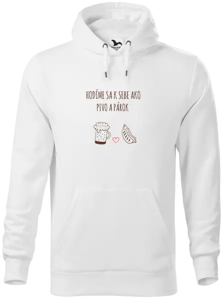 Pánska mikina Hodíme sa k sebe ako pivo a párok