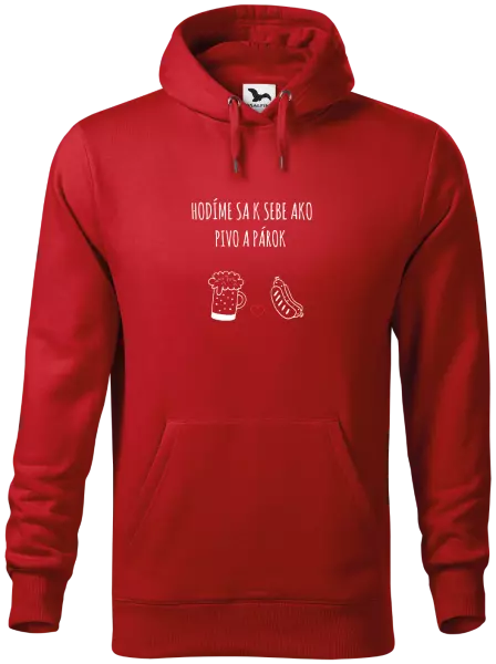 Pánska mikina Hodíme sa k sebe ako pivo a párok
