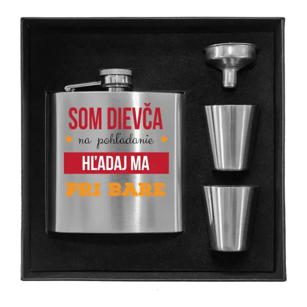 Ploskačka v krabičke Som dievča na pohľadanie, hľadaj ma pri bare