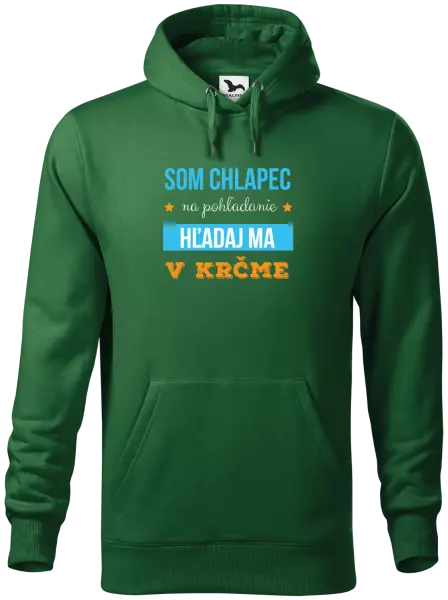 Pánska mikina Som chlapec na pohľadanie, hľadaj ma v krčme