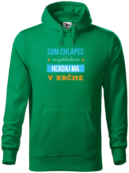 Pánska mikina Som chlapec na pohľadanie, hľadaj ma v krčme