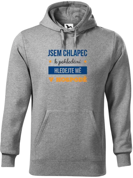 Pánská mikina Jsem chlapec k pohledání, hledejte mě v hospodě