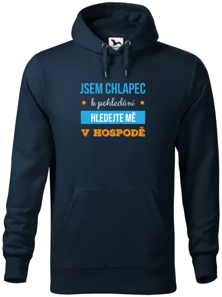 Pánská mikina Jsem chlapec k pohledání, hledejte mě v hospodě