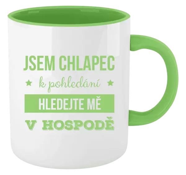 Hrnek Jsem chlapec k pohledání, hledejte mě v hospodě