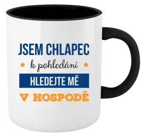 Hrnek Jsem chlapec k pohledání, hledejte mě v hospodě