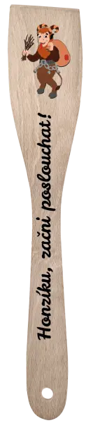 Vařečka Začni poslouchat s vlastním jménem a čertem